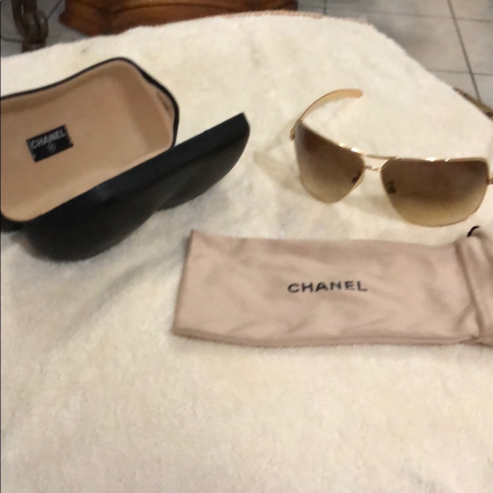 Chanel Gold Aviator Sunglasses